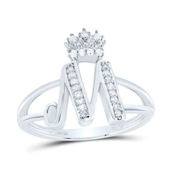 Real Diamond Custom Made Crown Initial M letter ring, Best Gift for her,  SALE! - Picture 1 of 5